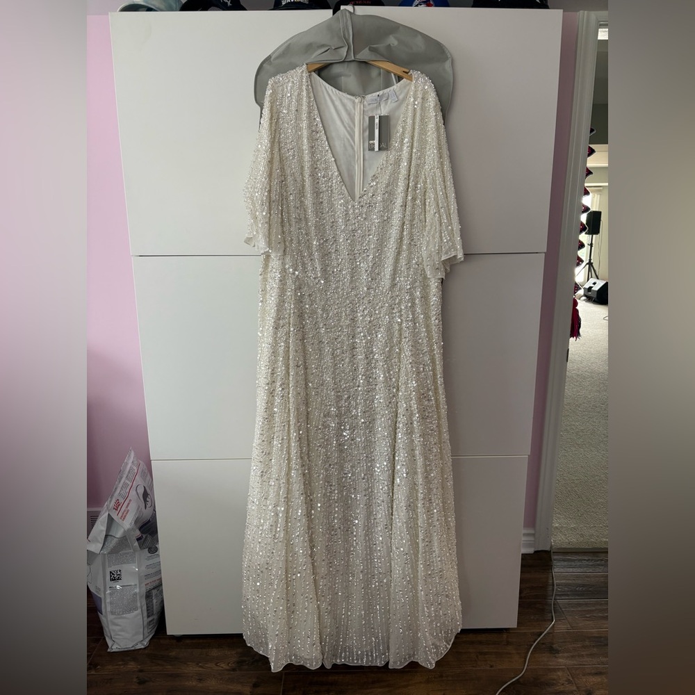ASOS Bridal Sequin Dress with Flutter sleeves
